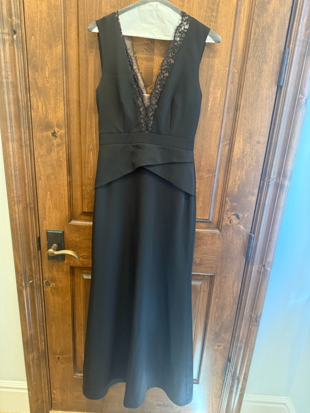 BCBGMaxAzria Black Lace-Trim V-Neck Maxi Dress